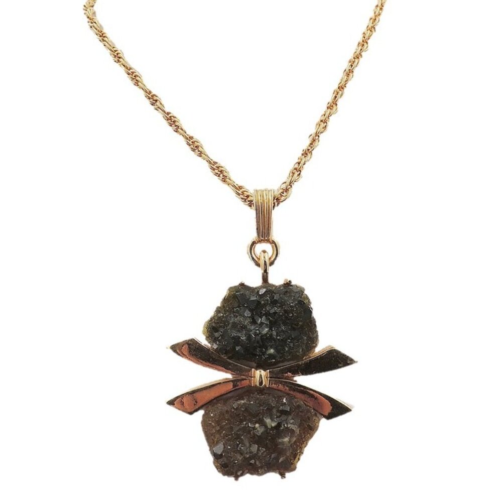 Vintage 1970s Signed Jomaz Joseph Mazer "Rough" Rhinestone Pendant Necklace